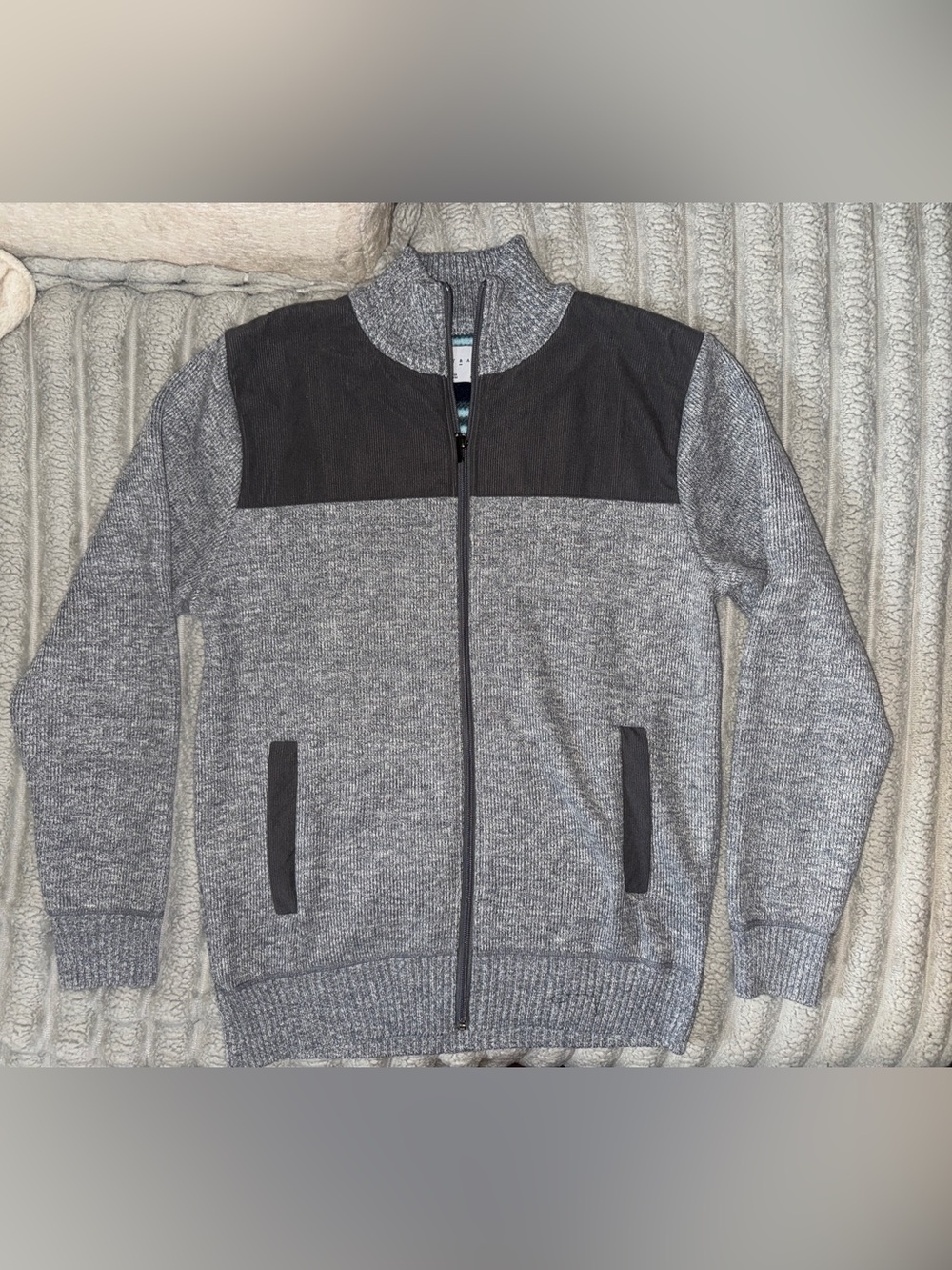 Day & Age Men’s Fleece Lined Full Zip Knit Sweater Gray